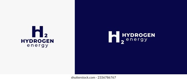 Hydrogen H2 logo concept. Renewable eco energy. Production of green hydrogen energy. Renewable electricity source. Icon and sign. Vector Illustration eps10.