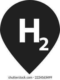 icono de hidrógeno con marcador de pin en fondo blanco. logotipo de hidrógeno. estilo plano. 
