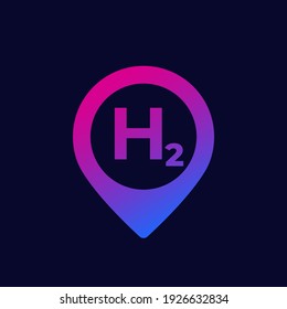 Hydrogen Icon With Pin Marker, Vector