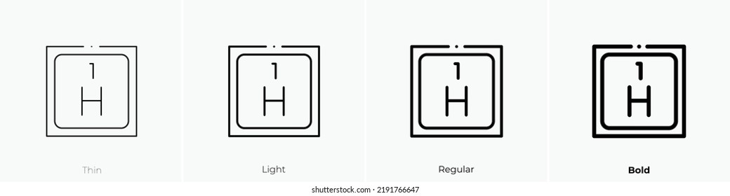 hydrogen icon. Thin, Light Regular And Bold style design isolated on white background