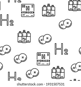 Hydrogen Industry Vector Seamless Pattern Thin Line Illustration
