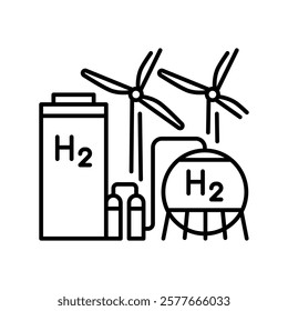 hydrogen infrastructure line black icon.  Sign for web page, mobile app, button, logo. Vector isolated button. Editable stroke.
