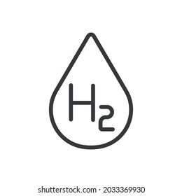 Hydrogen linear icon. Thin line customizable illustration. Contour symbol. Vector isolated outline drawing. Editable stroke