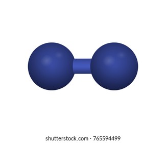 A hydrogen molecule. Chemical model of the H2. Vector illustration.