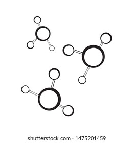 Hydrogen molecule vector drawing in black and white. Contour hand drawing line. Isolated object on white background. A hand-drawn sketch of a chemical formula in a vector.