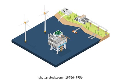 Hydrogen Offshore With Isometric Graphic