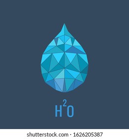 h²0 hydrogen and oxygen, water drop low poly