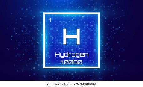 Hydrogen. Periodic Table Element with Symbol H. Chemical Element Card with Number and Atomic Weight. Design for Education, Lab, Science Class. Vector Illustration.