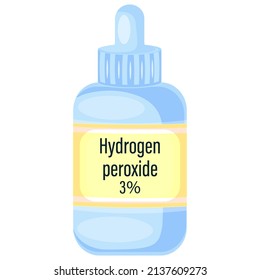 Hydrogen peroxide 3% in a plastic bottle cartoon vector illustration isolated on a white background.