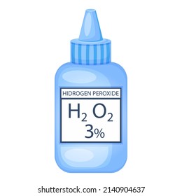 Hydrogen peroxide 3% in a plastic bottle cartoon vector illustration isolated on a white background.