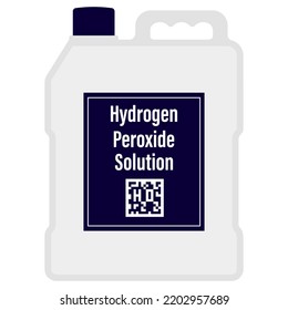 Hydrogen peroxide in a big plastic bottle with QR Code cartoon vector illustration isolated on a white background. Disinfectant liquid product