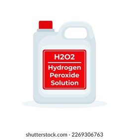 Hydrogen peroxide in a big plastic bottle cartoon vector illustration isolated on a white background. Disinfectant liquid product	
