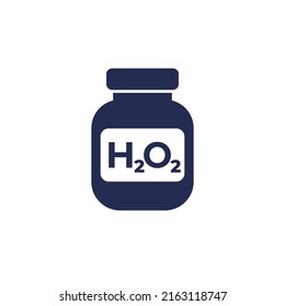 hydrogen peroxide in a bottle icon on white