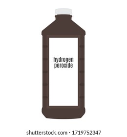 Hydrogen Peroxide, Hydrogen Peroxide Bottle, Plastic Brown Bottle, Bottle Icon, Medical Solution, Witch Hazel, Wound Solution, Vector Illustration Background