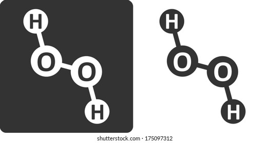 Hydrogen peroxide (H2O2) molecule, flat icon style. Atoms shown as circles.