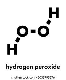 Hydrogen Peroxide Molecule. Reactive Oxygen Species (ROS). Used As Bleaching Agent, Disinfectant, Chemical Reagent, Etc. Skeletal Formula.