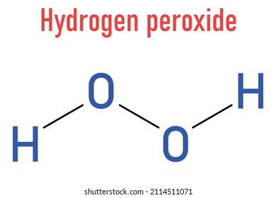 Hydrogen Peroxide Molecule. Reactive Oxygen Species, ROS. Used As Bleaching Agent, Disinfectant, Chemical Reagent, Etc. Skeletal Formula.