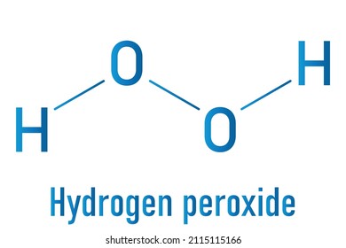 Hydrogen Peroxide Molecule. Reactive Oxygen Species, ROS. Used As Bleaching Agent, Disinfectant, Chemical Reagent, Etc. Skeletal Formula.