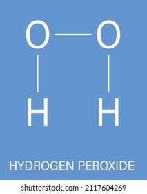 Hydrogen Peroxide Molecule. Reactive Oxygen Species, ROS. Used As Bleaching Agent, Disinfectant, Chemical Reagent, Etc. Skeletal Formula.