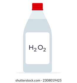 Hydrogen peroxide in plastic bottle cartoon vector illustration isolated on white background. Disinfectant liquid product.