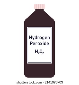 Hydrogen peroxide solution in a black big plastic bottle cartoon vector illustration isolated on a white background.