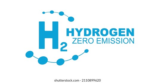 Icono del logotipo de Emisión Cero H2 de potencia hidrógeno aislado en fondo blanco. Señal H2 Energía limpia del futuro en color azul. Ilustración vectorial. Archivo vectorial Eps 10.