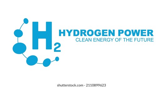 Hydrogen Power H2 Zero Emission logo icon isolated on white background. H2  sign Clean energy of the Future in blue color. Vector illustration. Eps 10 vector file.