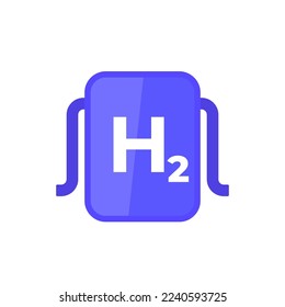 icono del sistema de energía de hidrógeno en blanco, fuente de energía h2, diseño plano