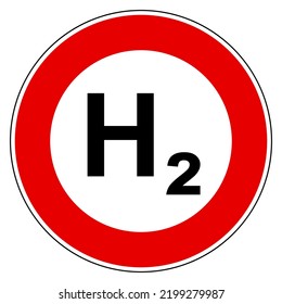 Hydrogen and prohibition sign on white