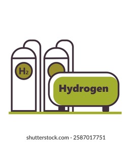 Hydrogen renewable energy production. Represents the use of hydrogen as an energy source, its storage. Perfect for topics related to alternative energy, energy storage technologies, sustainability. 