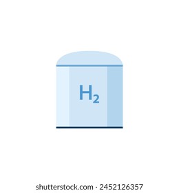 Hydrogen safety storage tank. Hydrogen production process, eco natural resources cartoon vector illustration