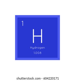 Hydrogen simple style tile icon. Chemical element of periodic table. Vector illustration EPS8