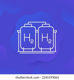 hydrogen storage icon, industrial h2 gas tanks, linear design