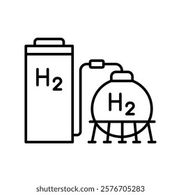  hydrogen storage line black icon.  Sign for web page, mobile app, button, logo. Vector isolated button. Editable stroke.