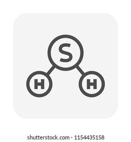 Hydrogen sulfide molecule icon, 64x64 perfect pixel and editable stroke.