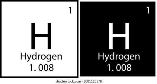 Hydrogen symbol. Mendeleev table. Periodic element icon. Modern design. Flat symbol. Vector illustration. Stock image.