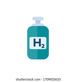 Hydrogen Tank Icon On White, Flat Vector