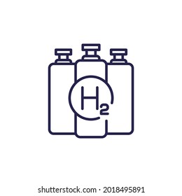 hydrogen tanks icon, h2 storage line vector