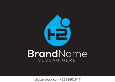 Hydrogen technology H2 logo design vector template