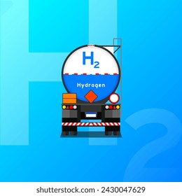 Hydrogen Transport - Brazil - Vector illustration of a hydrogen tank truck