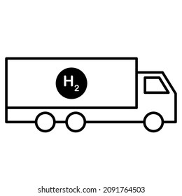 Hydrogen truck vector graphic. Lorry with a hydrogen motor.