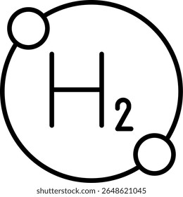 Diseño de icono de línea de Vector de hidrógeno