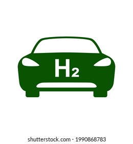 Hydrogen vehicle icon. Hydrogen powered car front view. Vector Illustration