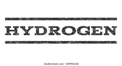 Hydrogen watermark stamp. Text caption between horizontal parallel lines with grunge design style. Rubber seal gray stamp with dust texture. Vector ink imprint on a white background.
