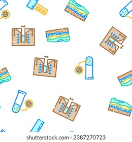 hidrogeólogo vector industrial sin soldadura patrón delgado ilustración de línea delgada