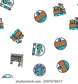 hydrogeologist industrial vector seamless pattern thin line illustration
