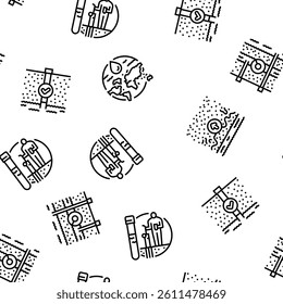 hydrogeologist industrial vector seamless pattern thin line illustration