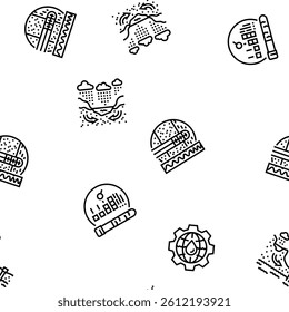 hydrogeologist industrial vector seamless pattern thin line illustration