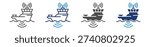 hydrographic survey icon set multiple style