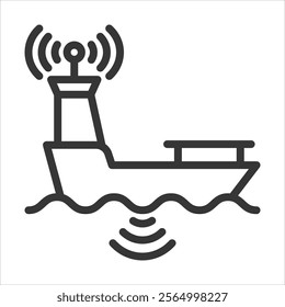 Hydrographic Survey Outline Icon Vector Illustration